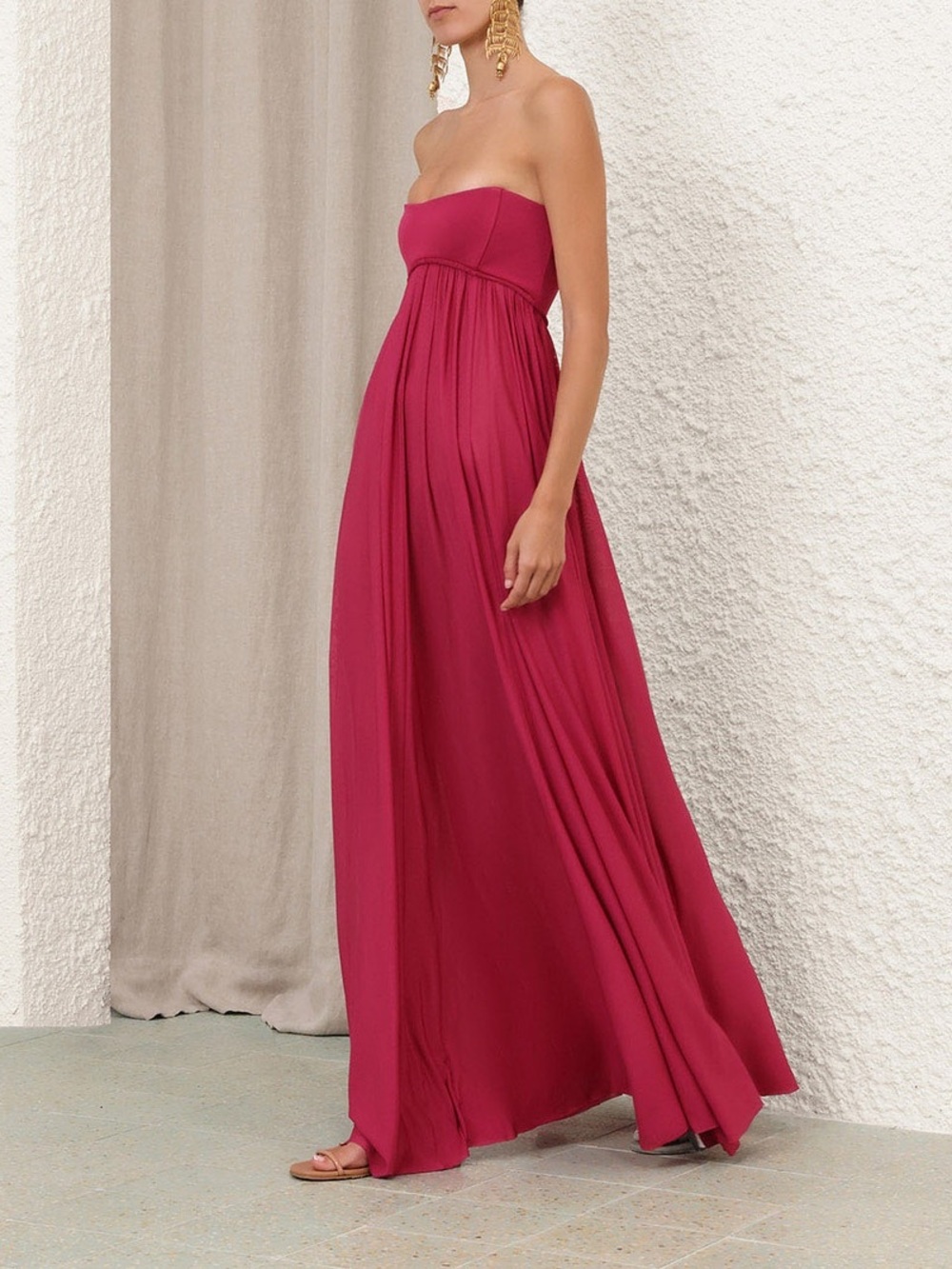 Zimmermann Strapless Maxi Dress in Raspberry Pink